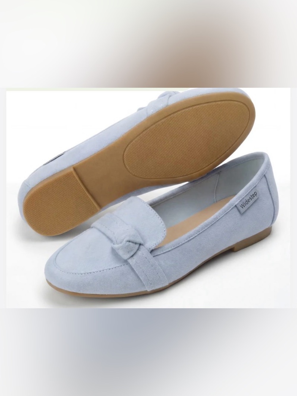 WideStep Marcay Slip-On Loafers Light Blue Suede + Orthotic Insole Sz 9US/40 EU
